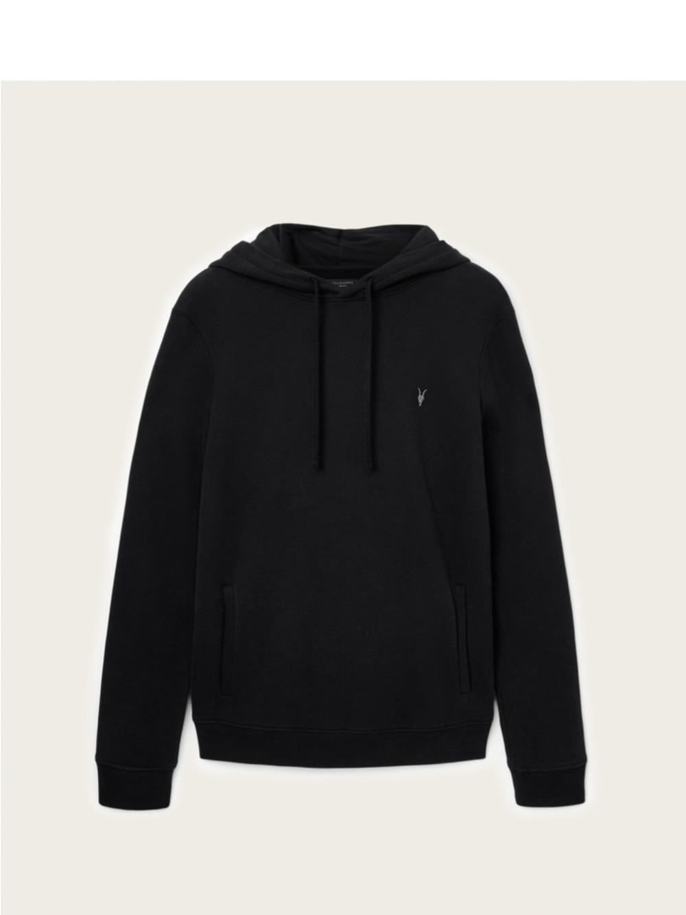 AllSaints Asher Ramskull Black Hoodie/ X-LARGE